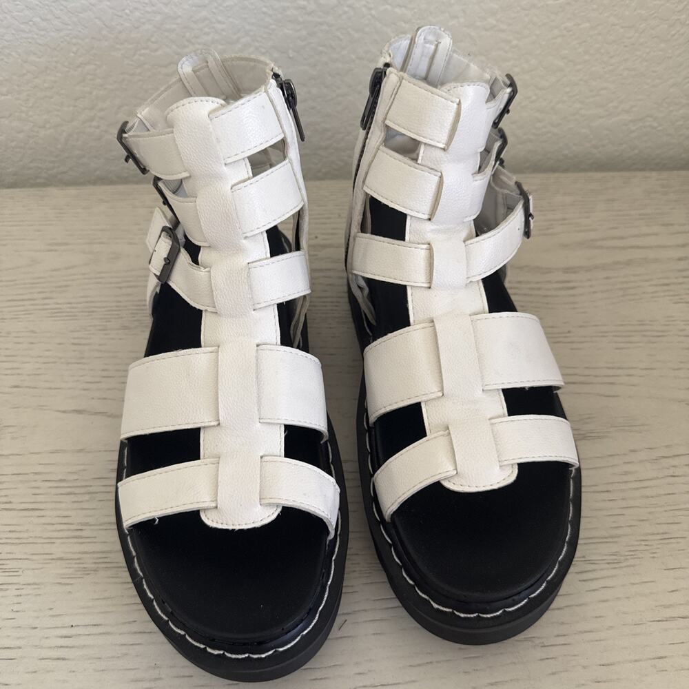 NEW Steve Madden Zeeta Flatform Platform Sandals Black White Women’s 8.5